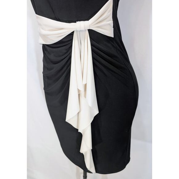 Ralph Lauren Black and White Draped Waist Sleeveless Sheath Dress Size 12 - Picture 5 of 8